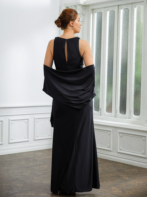 Robe de mère de la mariée longue sans manches à col en V froncé